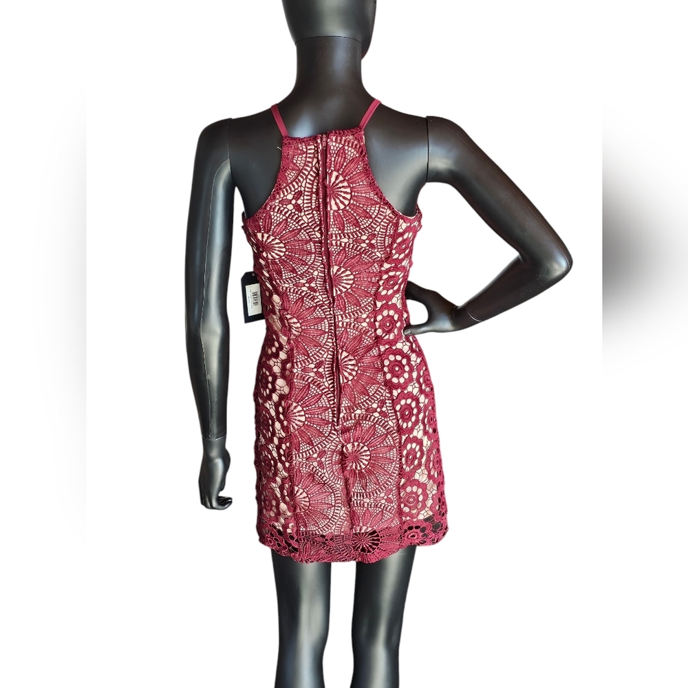 Francesca's Red Lace Halter Short Party Dress - Picture 7 of 9
